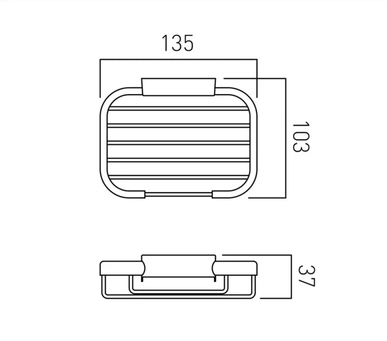 Vado Basket Small Rectangular Wall Mounted Chrome technical drawing - Image 2