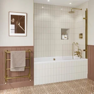 Burlington Classique Hinged Single Bath Screen 850 Gold