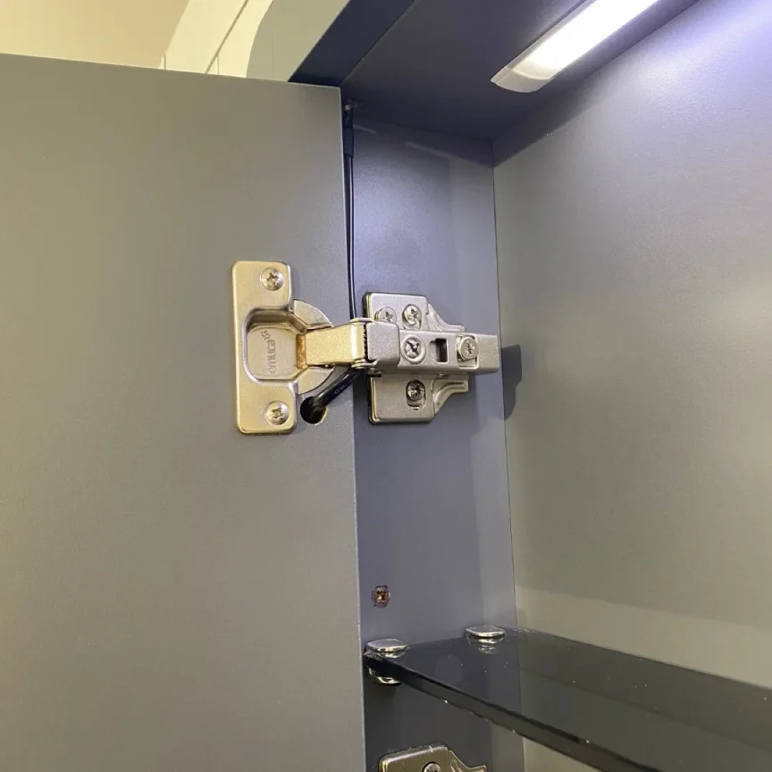 Saneux Hyde 55cm 1 Door Recessed Electric Mirror Cabinet (lh) - Matte Fiord detail view - Image 4