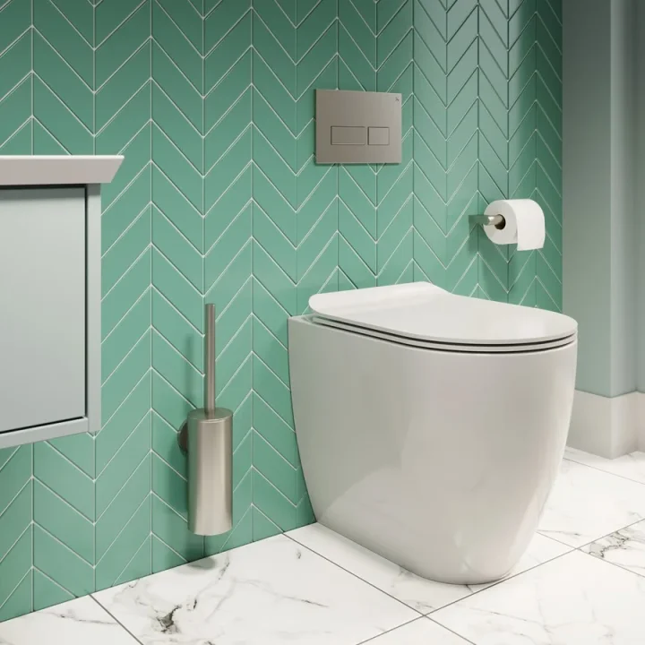 Crosswater MPRO Wall Mounted Toilet Brush Set Brushed Stainless Steel Effect detail view - Image 4