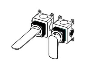 Ava Purity 2 Hole Wall Mounted Bath Mixer - Brushed Stainless Steel