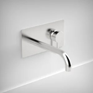 Ava Trend 2 Hole Wall Mounted Basin Mixer With Back Plate - Polished Stainless Steel