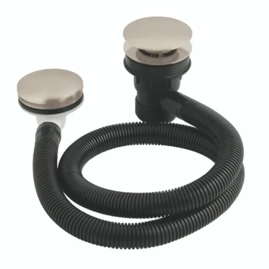 Bc Designs Push down concealed bath waste & overflow, slotted Brushed Nickel product image - Image 1