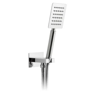 Vado Aquablade Single Function Square Mini Shower Kit With 150cm Shower Hose And Bracket With Integrated Outlet Chrome