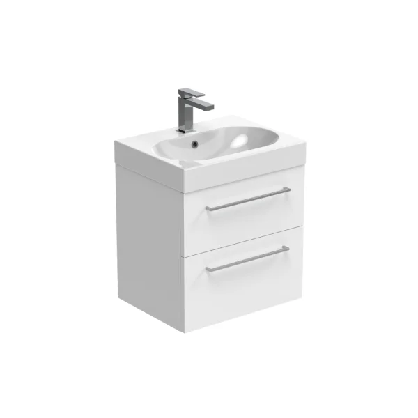 Saneux Austen 60cm 2 Drawer Wall Mounted Unit - Gloss White