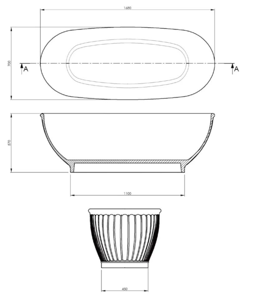 Bc Designs Casini Bath 1680 X 750 (no Waste) Powder Grey detail view - Image 4