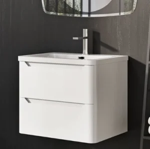 Cubico Eclipse Matt White 600mm Wall Hung Vanity Unit & Basin