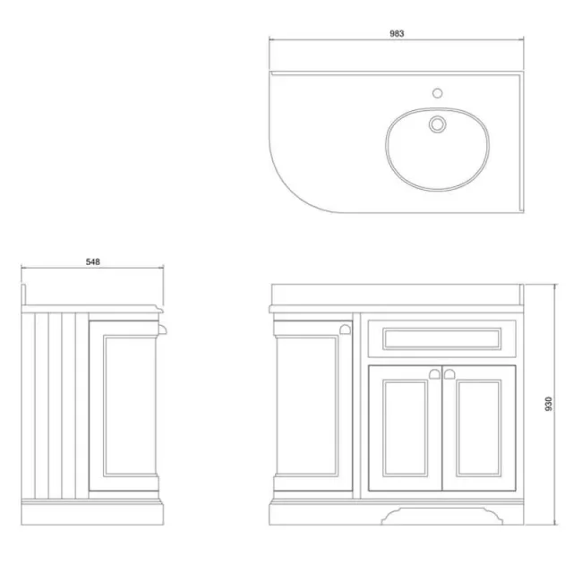 Burlington980 Right Hand Minerva Carrara technical drawing - Image 2