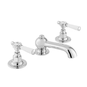 Booth & Co. 3 Hole Basin Mixer With Pop-up Waste Chrome & White