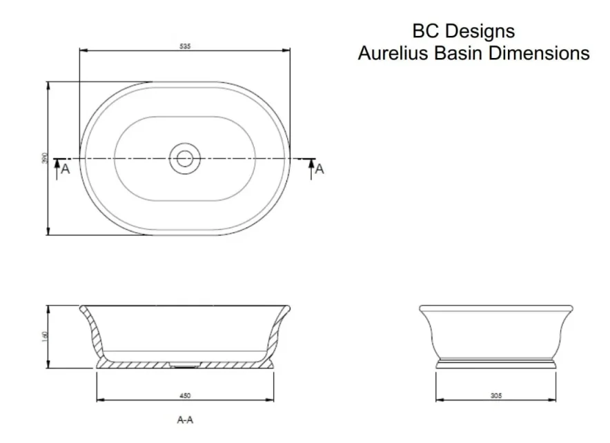Bc Designs Bampton/aurelius Basin 535 X 390 Satin Rose detail view - Image 3