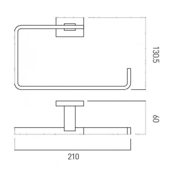 Vado Level Towel Ring Wall Mounted Chrome technical drawing - Image 3