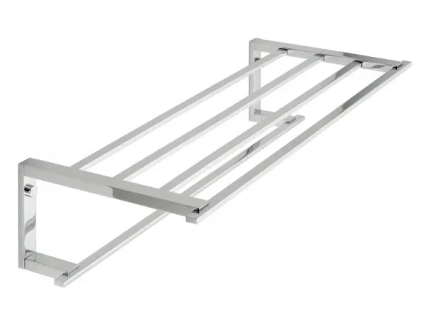 Vado Level Towel Shelf With Towel Rail 550mm (22") Chrome detail view - Image 2