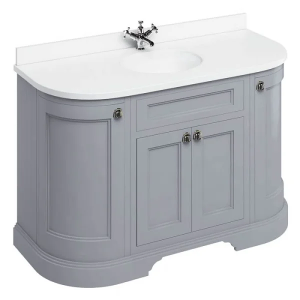 Burlington Freestanding 134 Curved Vanity Unit Grey