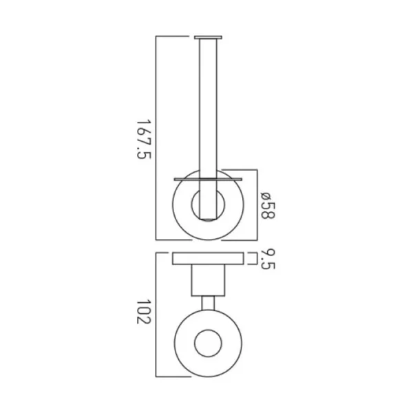 Vado Elements Spare Paper Holder Wall Mounted Chrome technical drawing - Image 4