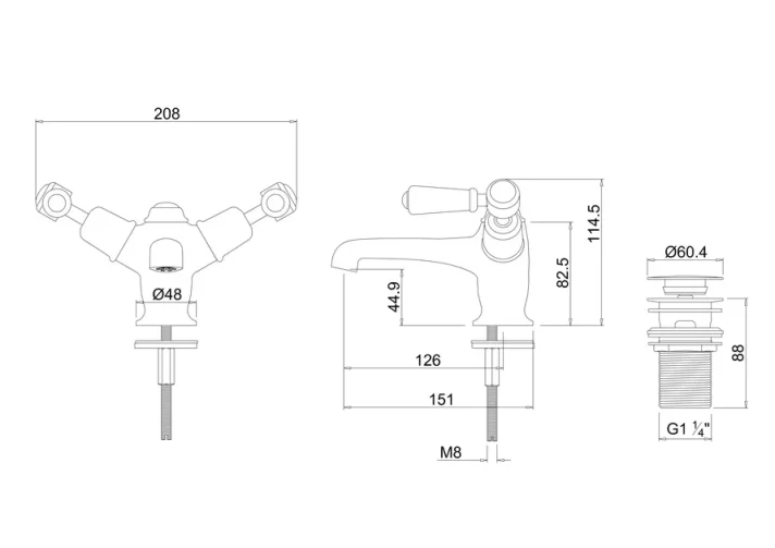 Burlingtonqt Kensington 1h Basin Mixer detail view - Image 2