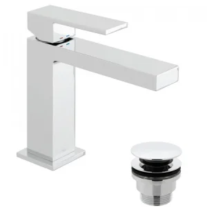 Vado Notion Slimlinemono Basin Mixer Smooth Bodied Single Lever Deck Mounted With Universal Waste Chrome