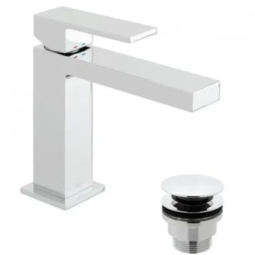 Vado Notion Slimlinemono Basin Mixer Smooth Bodied Single Lever Deck Mounted With Universal Waste Chrome