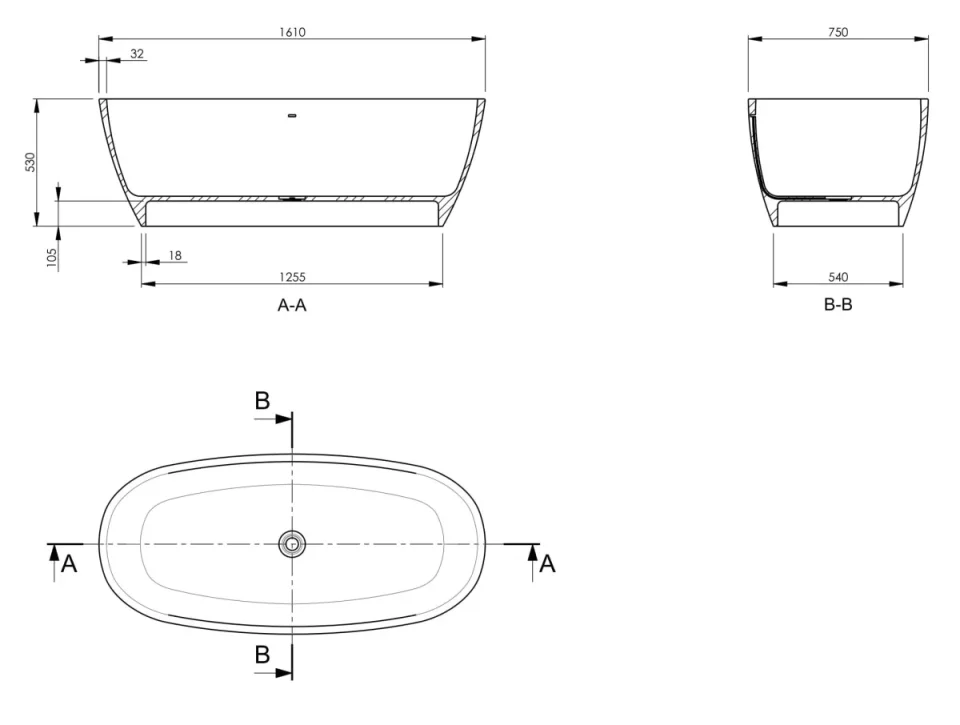 Bc Designs Vive Bath 1610 X 750 (no Waste) Satin Rose detail view - Image 2