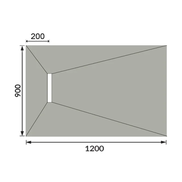 London Showers Em Lin 300 Level Access Tray 12x9 End technical drawing - Image 2