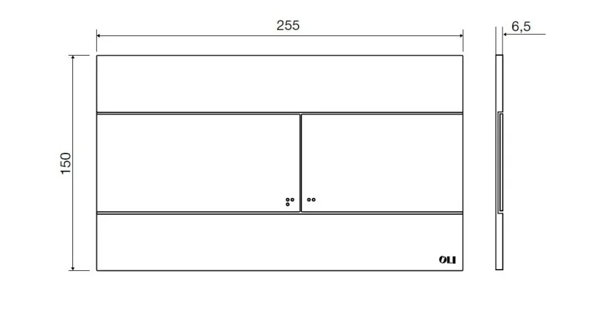 Oli Slim Mechanical Dual Flush Plate White TD technical drawing - Image 3