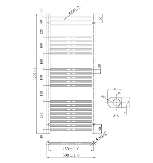 Just Taps Vos Radiator Bbr 1200 X 500 technical drawing - Image 2
