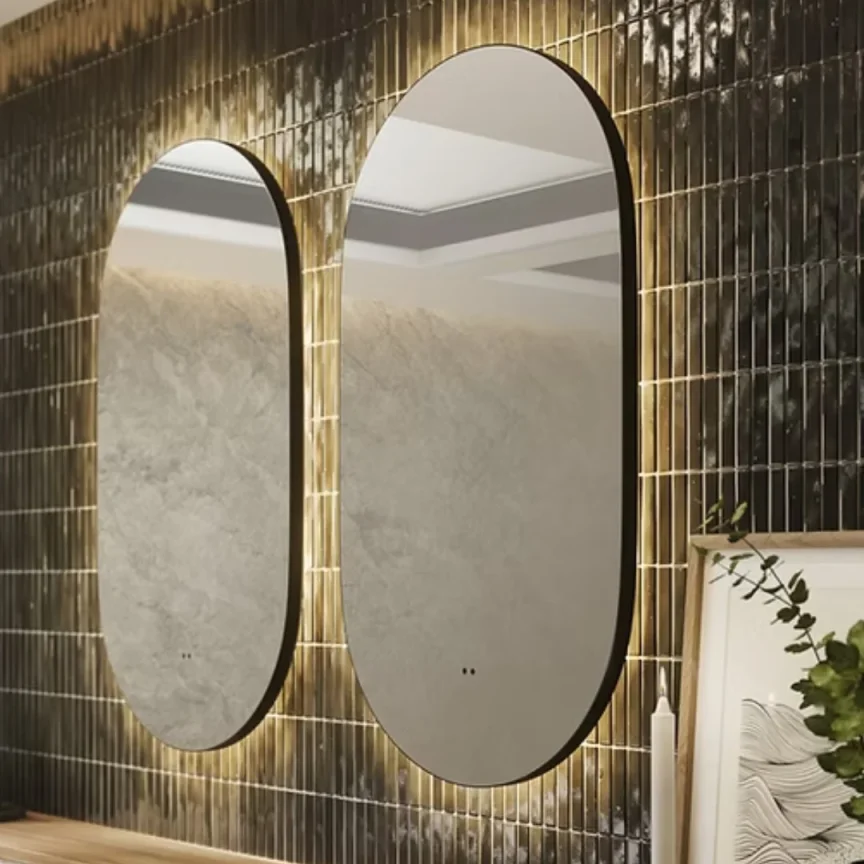 Hib Arcane Pill 50 Mirrors Black H90 X W50 X D4cm product image - Image 1