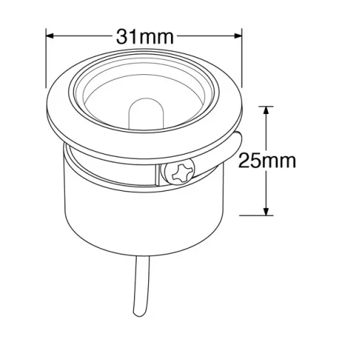 Aurora 350ma 1w Ip68 31mm 80lm 316 Stainless Steel Round Led Marker Light 5700k technical drawing - Image 2