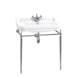 Burlington Edwardian 80cm Basin Wash Stand Chrome Plated Brass Fittings