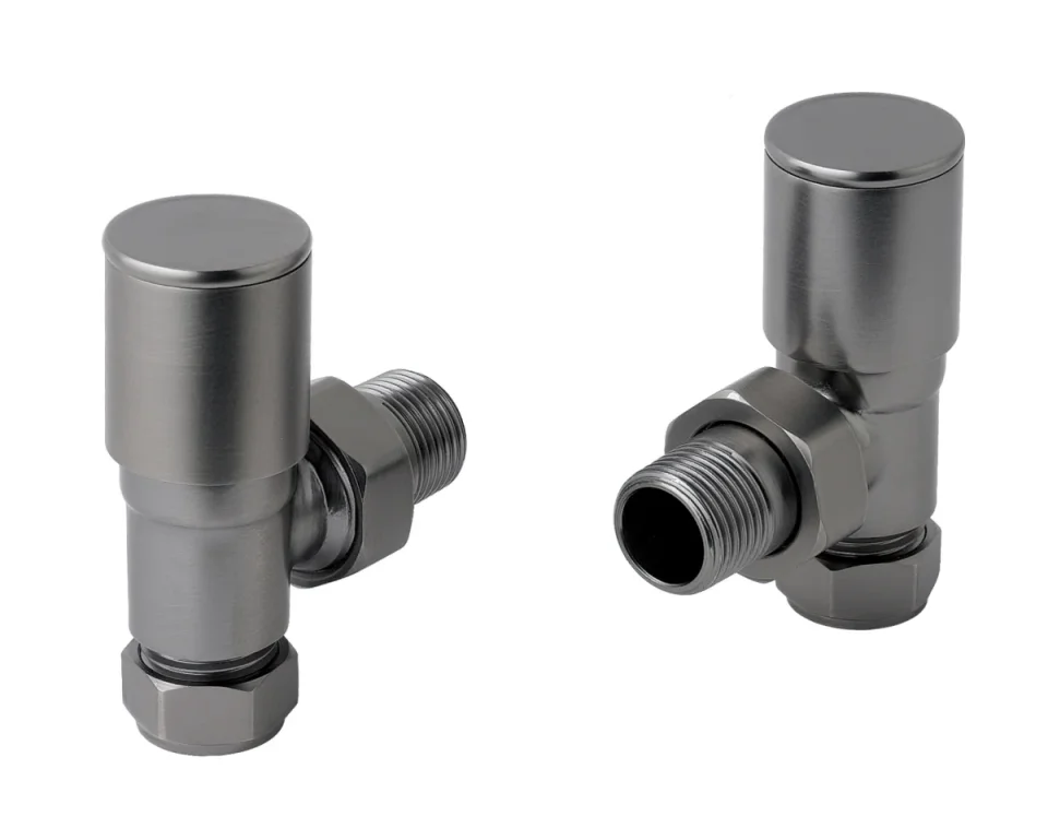Just Taps Angled Radiator Valve Brushed Black product image - Image 1