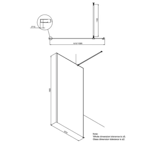Crosswater Design 8 Side Panel 1100 Silver detail view - Image 4