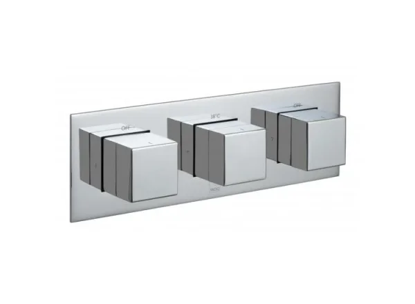 Vado Tablet Notion 3 Outlet 3 Handle Concealed Thermostatic Valve Horizontal Chrome detail view - Image 3