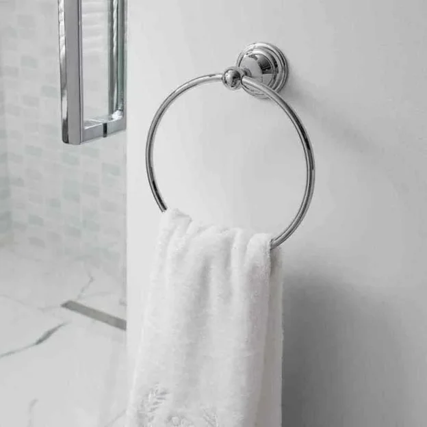 Crosswater Belgravia Towel Ring Chrome detail view - Image 4