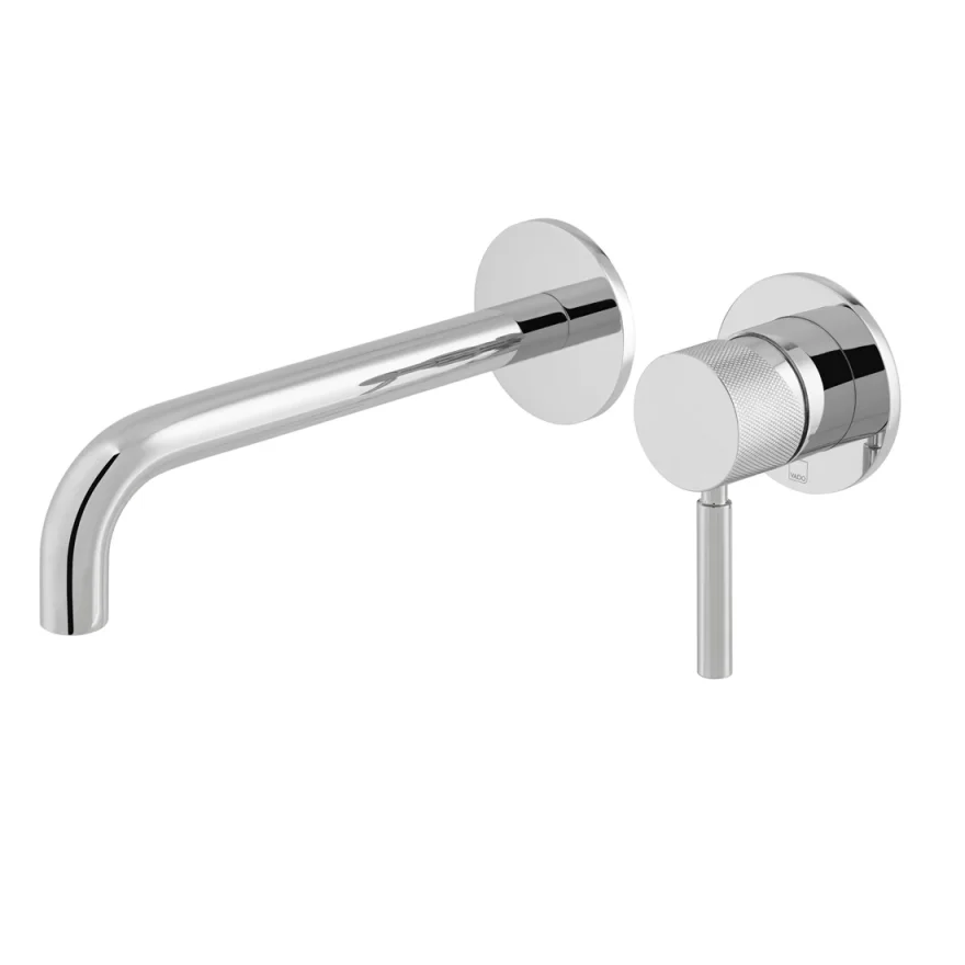 Vado Origins Slimline 2 Hole Wall Mounted Single Lever Basin Mixer With Knurled Handle Chrome Knurled product image - Image 1