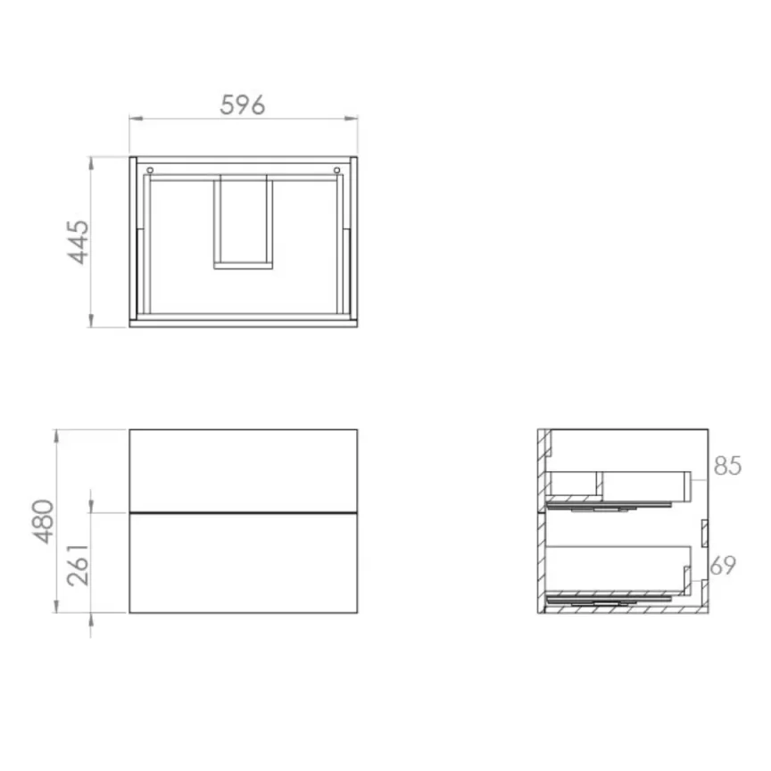 Saneux Austen 60cm 2 Drawer Wall Mounted Unit - English Oak detail view - Image 2