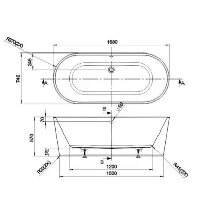 Bc Designs Viado Bath 1680 X 740 (waste Included) White detail view - Image 3