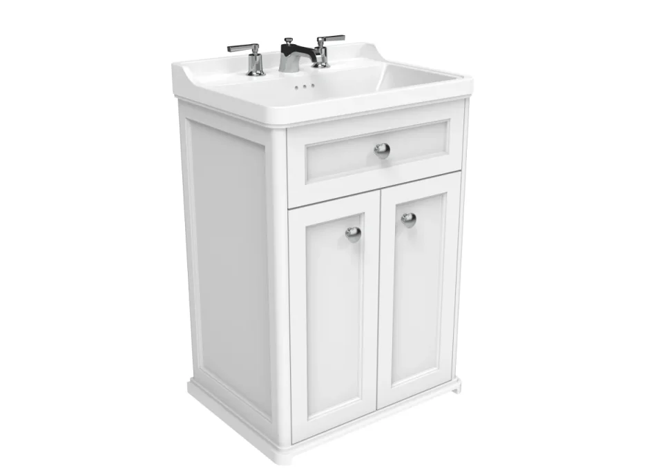 Saneux Sofia 60cm 2 Door Floor Standing Unit - Cotton White product image - Image 1