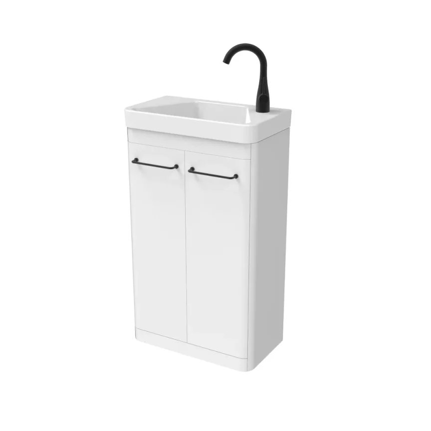 Saneux Hyde 50cm 2 Door Floor Standing Unit & Plinth - Matte White product image - Image 1