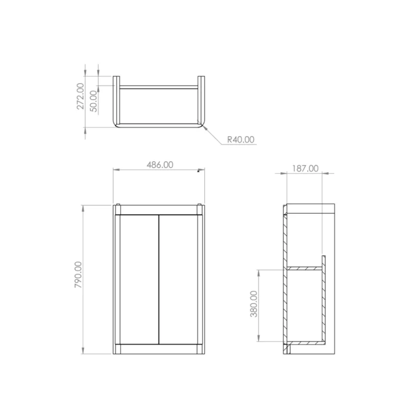 Saneux Hyde 50cm 2 Door Floor Standing Unit & Plinth - Matte White detail view - Image 4
