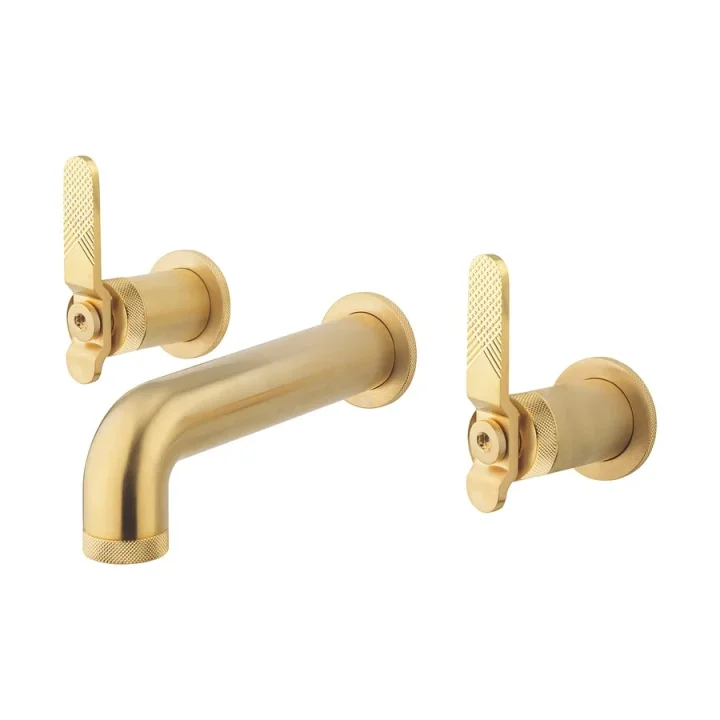 Crosswater Union Basin 3 Hole Wall Mounted Lever Brushed Brass product image - Image 1