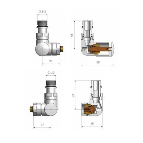 Crosswater Mpro Angled Rad Valve Matt White detail view - Image 5