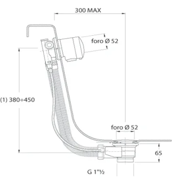 Crosswater Bath Pop-up-waste With Filler Chrome technical drawing - Image 3