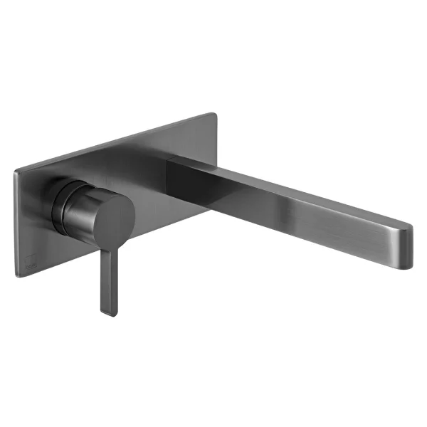 Vado Individual Edit Wall Mounted Single Lever Basin Mixer With Rectangular Backplate Brushed Black