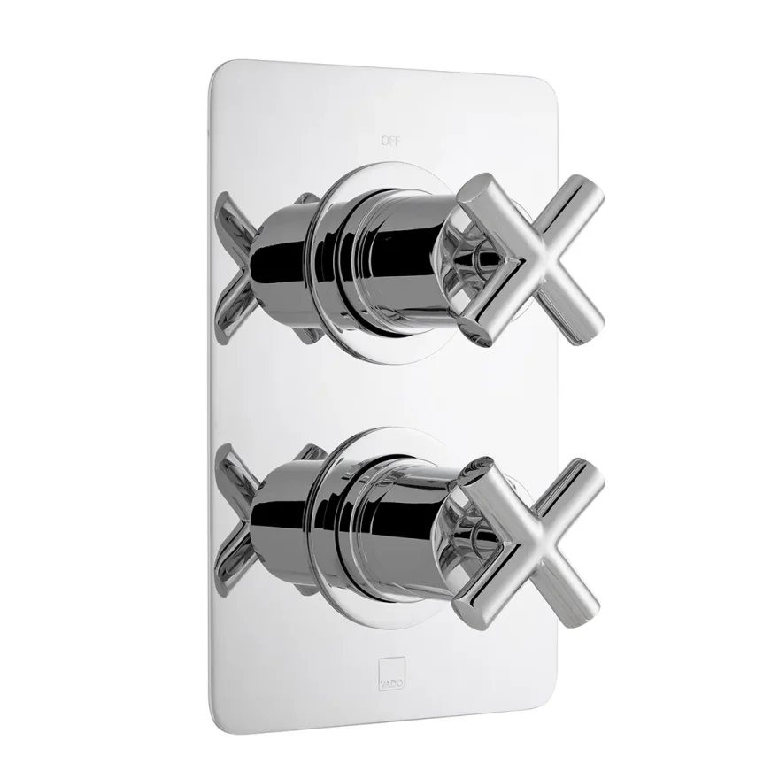 Vado Dx Elements 2 Outlet 2 Handle Concealed Thermostatic Valve Soft Square Backplate Chrome product image - Image 1