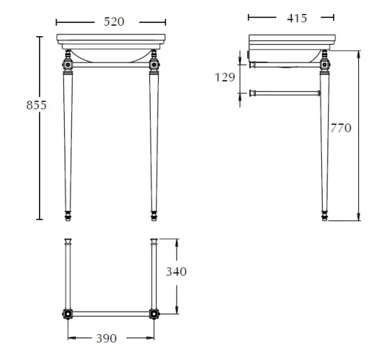 Imperial Ast Deco Cloak Stand Chrome technical drawing - Image 4