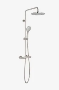 Vado Individual Nebula Adjustable Thermostatic Round Shower Column Brushed Nickel