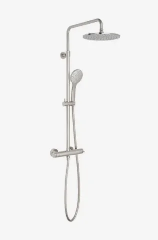 Vado Individual Nebula Adjustable Thermostatic Round Shower Column Brushed Nickel product image - Image 1
