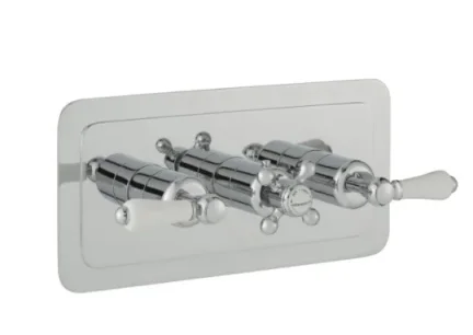 Just Taps Grosvenor Lever Thermostatic 3 Outlet Valve Horizontal Chrome