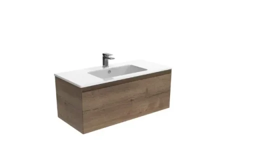 Saneux Uni 100cm 1 Drawer Wall Mounted Unit - English Oak product image - Image 1