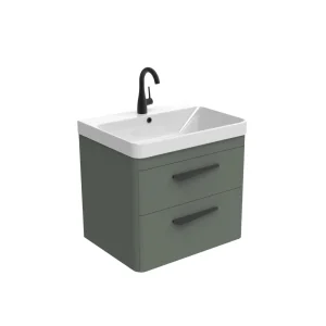 Saneux Hyde 60cm 2 Drawer Wall Mounted Unit - Matte Sage