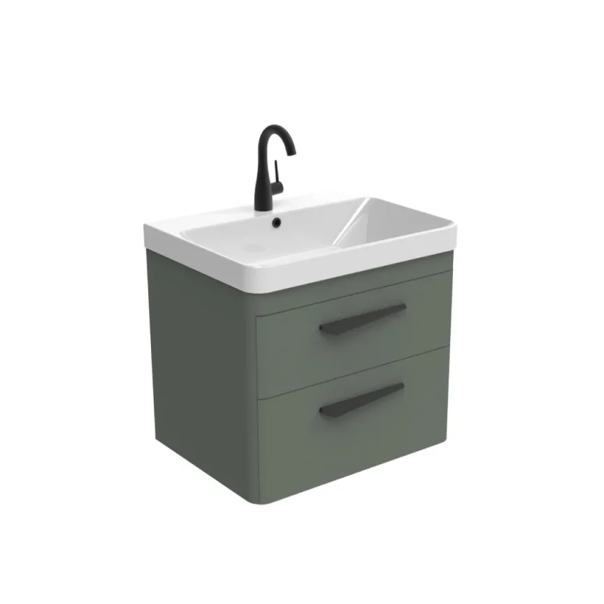 Saneux Hyde 60cm 2 Drawer Wall Mounted Unit - Matte Sage product image - Image 1